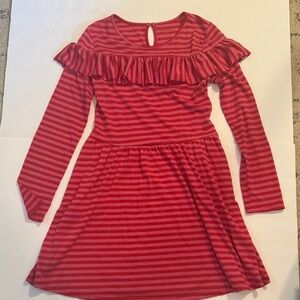 GUC L (10/12) Red and Pink Stripes with Sparkles Dress Cat & Jack